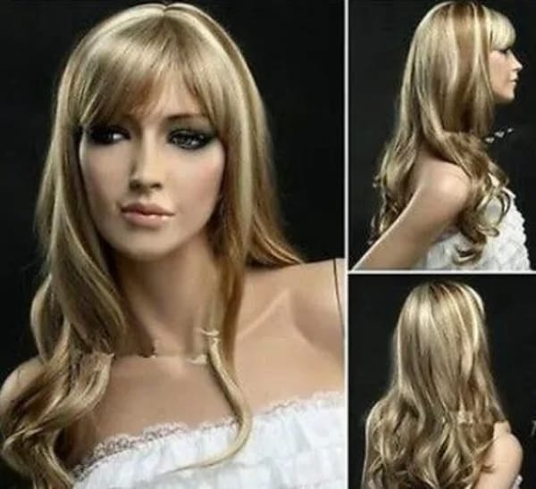 New Fashion blonde long Wavy Cos women's synthetic Hair Wigs