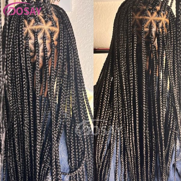 26" Full Lace Front Box Braided Wigs Synthetic Knotless Cornrow Braids Wigs Triangle Lace Frontal Wigs With Baby Hair For Women