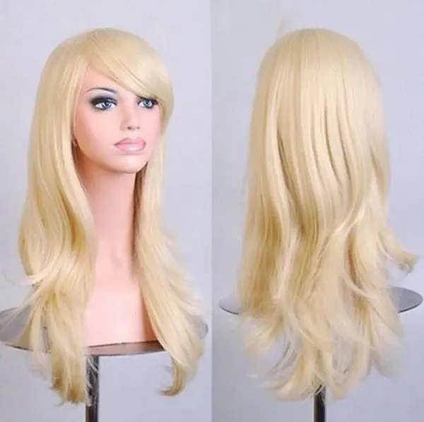 Free Shipping Ciel Phantomhive Long Blonde Wavy Cosplay Synthetic Hair Lolita Full Wig