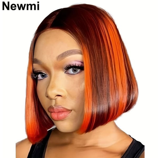 Highlight Bob Lace Front Wig Newmi Ombre Brown Oranger Wig Human Hair P4/350 Color 13x4 Full Lace Frontal Wigs for Women