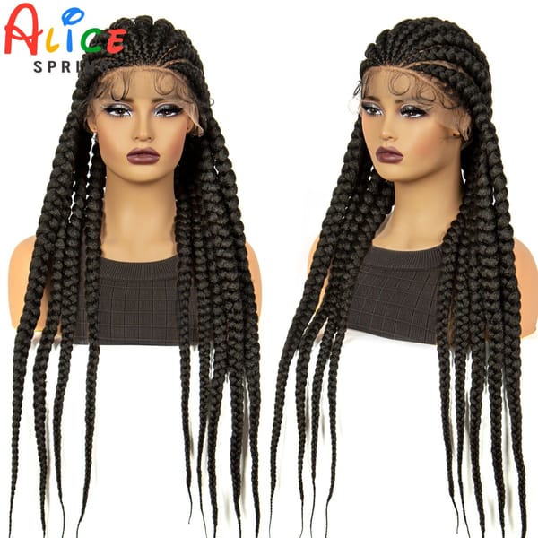 Cornrow Braided Wigs  36 Inch Synthetic Full Lace Knotless Braided Lace Wigs With Baby Hair Lace Front Braids Wig For Black Wome
