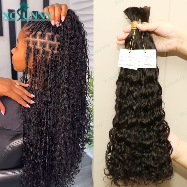Bulk Human Hair Water Wave For Braiding Highlight Color 30 Double Drawn Boho Braids Curly Bulk Human Hair Bundles No Weft