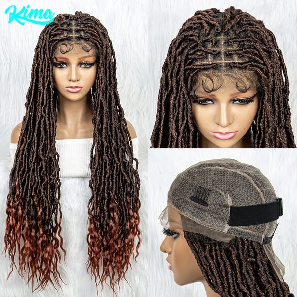 Braided Wigs for Black Women Full Lace Locs Braids Synthetic Lace Front Wig Big Square Knotless Box Braids Wig With Baby Hair