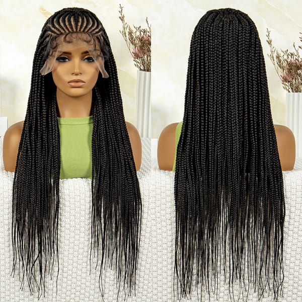 Cornrow Synthetic Braided Wigs Lace Front Braided Wigs Synthetic Braided Wigs for Black Women with Baby Hair HD Transparent Lace
