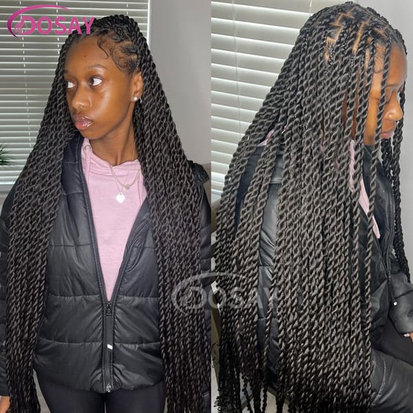 New Arrival 36" Synthetic Knotless Box Braided Wigs Senegalese Twist Full Lace Front Wig With Baby Hair For Afro American Women