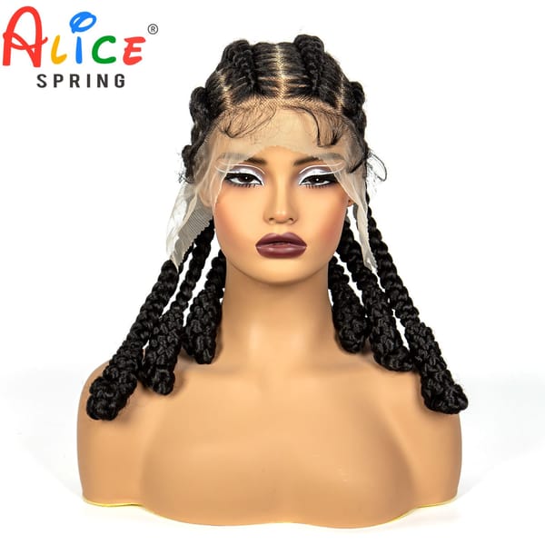 16inch Synthetic Knotless Full Lace Braids Wigs Cornrow Braided Wig with Baby Hair Natural Braiding Hair Wigs for Black Women