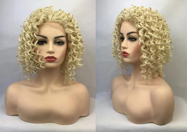 Women’s Short blonde Curly Wavy Cosplay Synthetic Hair Wig For Christmas Halloween Cosplay Costume Party Wigs