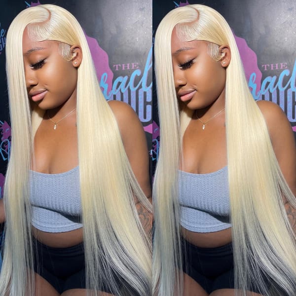 13x6 HD Transparent 613 Blonde Color Lace Frontal Human Hair Wigs For Women Brazilian Bone Straight 13x4 Lace Front Glueless Wig