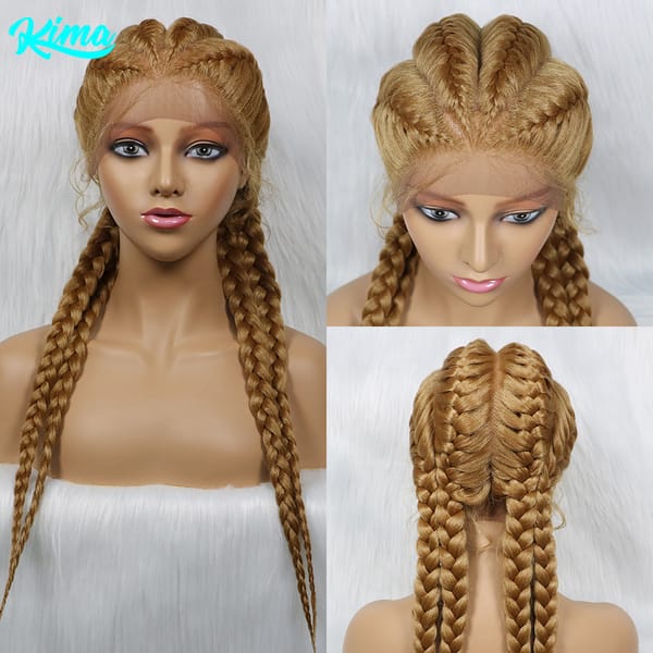 KIMA New Arrival 26 Inches Braided Wigs Synthetic Lace Front Hair Wig With Baby Hair for Black Women