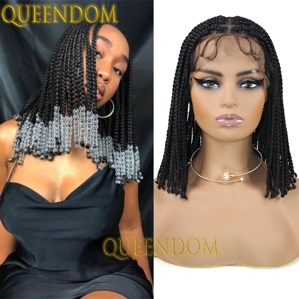 10'' Full Lace Dreadlock Braid Wig Knotless Box Braided Short Bob Wig Synthetic Silky Cornrow Crochet Braids Wig with Baby Hair