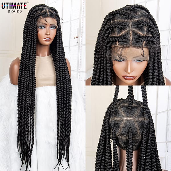 Braided Wigs for Black Women Synthetic Full Lace Wig Knotless Box Braids Wig Lace Frontal Cornrow Braided Wigs with Baby Hair