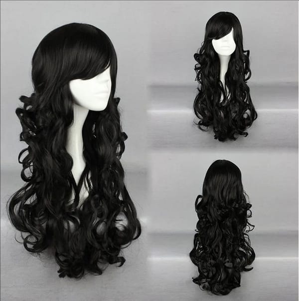 60cm Fashion Long Curly Black Cosplay Wigs Party women's Hair Wigs