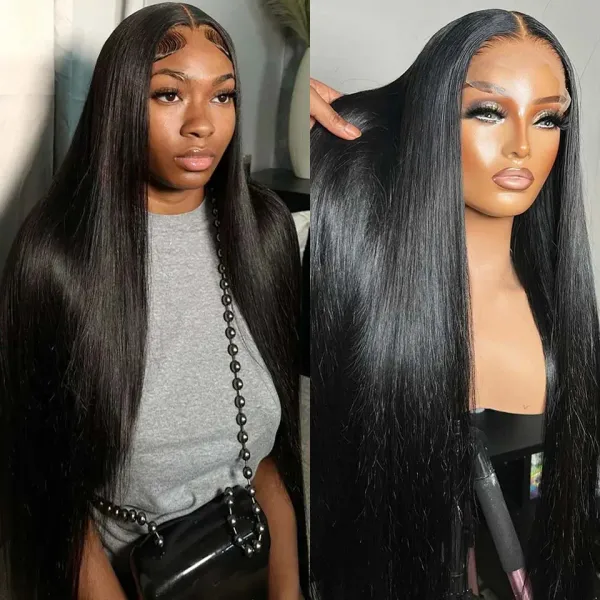 30 36 40 Inch Bone Straight 13x4 13x6 HD Lace Frontal Wigs Glueless Transparent Lace Human Hair Wigs For Women