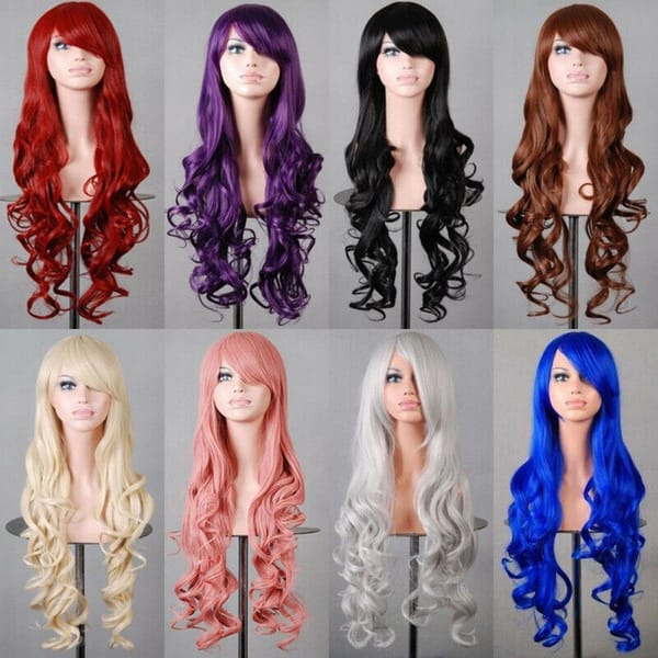 Women Halloween Party Cosplay Long Wavy Curly Full Hair Wig Ladies Synthetic Wig