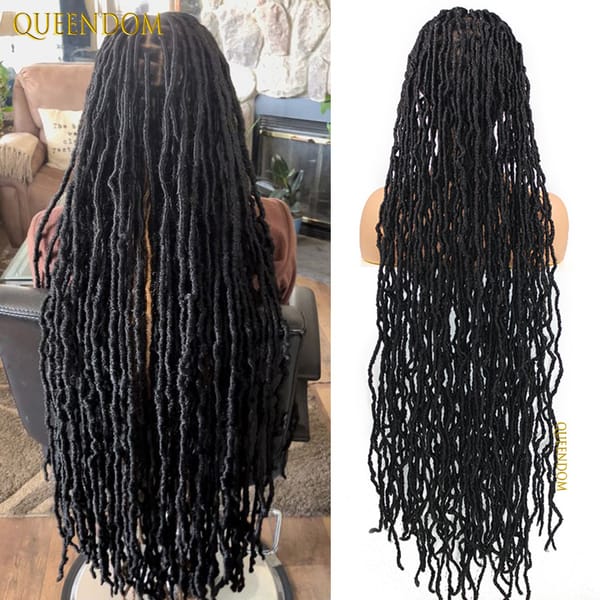 Butterfly Braided Wigs For Women Synthetic Full Lace Box Braid Wig With Baby Hair 40'' Long Dreadlocks Wigs Knotless Braids Wig