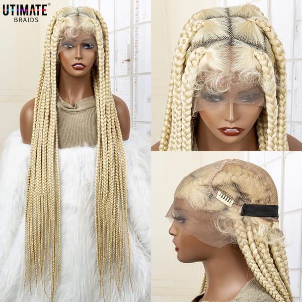613 Color Big Knotless Box Braided Wigs for Women Synthetic Full Lace Cornrow Braiding Wigs 36 Inches Lace Frontal Hair Wig