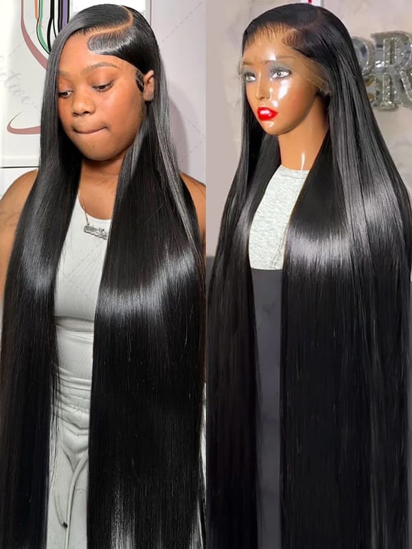 200 Density Bone Straight Lace Front Human Hair Wig Brazilian 13x4 13x6 Straight Transparent Lace Frontal Wigs 30 Inch For Women