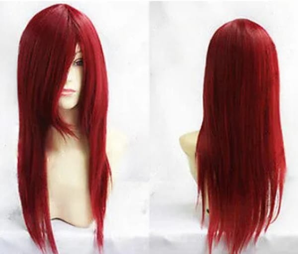 New Long Dark Red Cosplay Straight Wig Stylish Wavy Hair Wigs