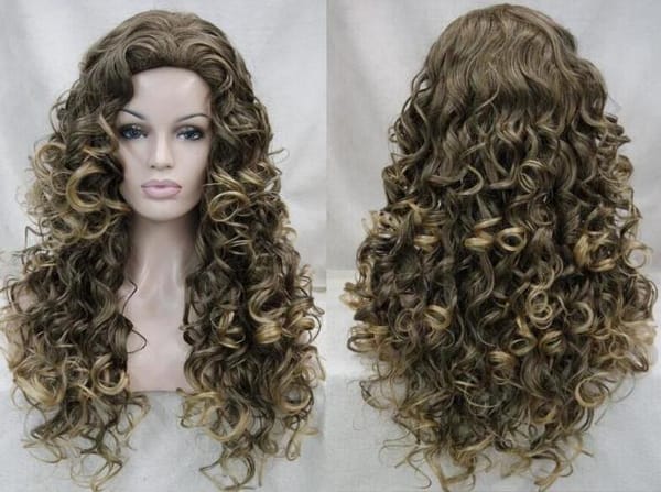 New Women Wig Long Wavy Curly Wig Ladies Hair Fluffy Wig Brown Blonde Wigs