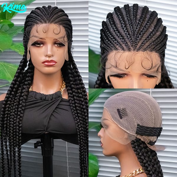 KIMA Braided Wigs Cornrow Box Braids Wig With Baby Hair For Black Women Full Lace Wigs Synthetic Lace Front Wig Braid African