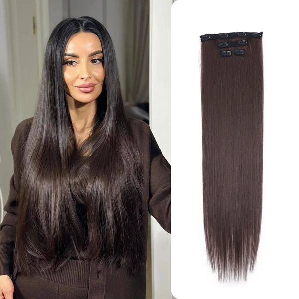 Synthetic Clip Hair Extensions Ombre 8 Clips In Hair Extensions For Women 4Pcs/Set 24 Inch Long Straight Hair piece Daily Hair