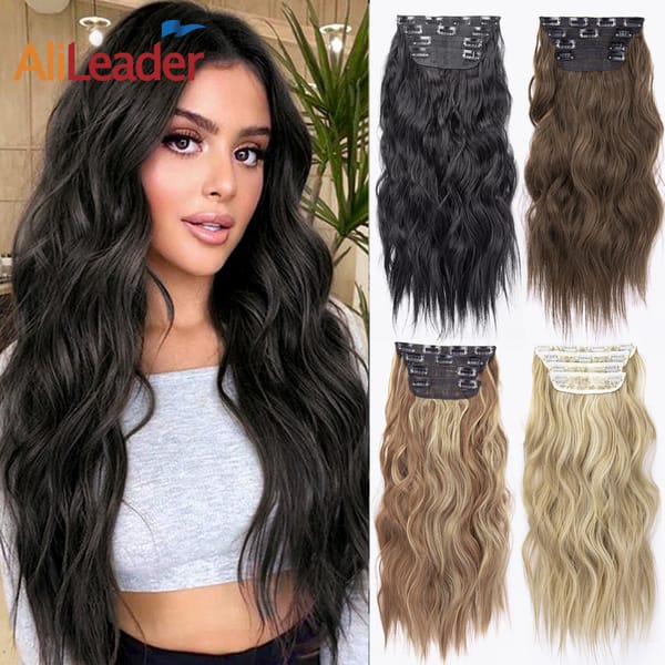 4pcs Thick Full Synthetic Hair Extension Gorgeous 11 Clip In Hair Extensions Blonde Hair 20'' Natural Body Wavy Hairpiece 200G