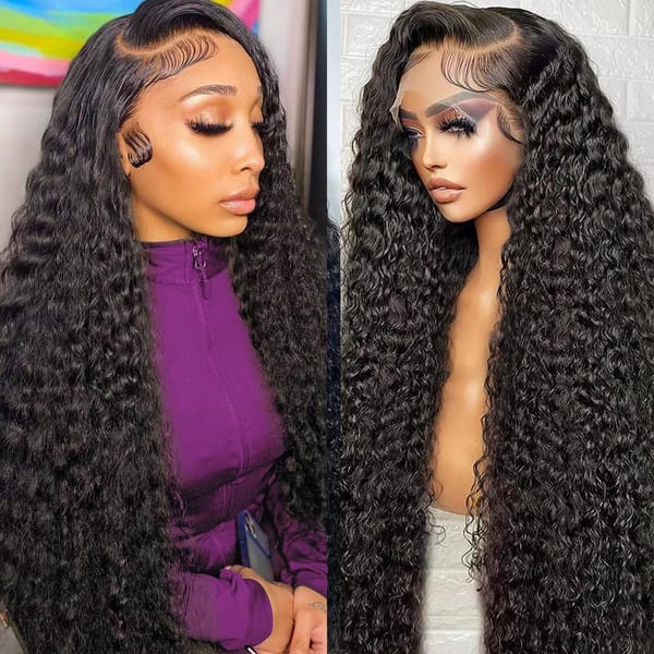 28 30 inch Water Wave Lace Front Wigs 180 Density Curly 13x4 HD human hair lace frontal wig for black Women brazilian