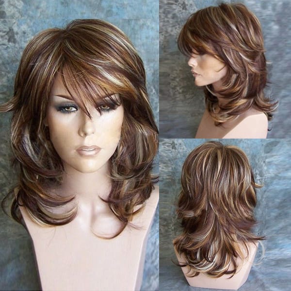 WHIMSICAL W Synthetic Long Natural Wave Wigs For Women Ombre Wave Blonde Brown Natural Wig Heat Resistant Hair Wigs
