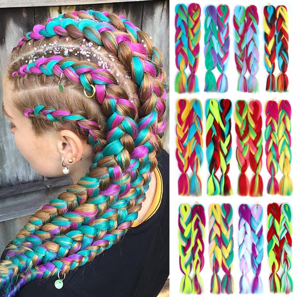 Newniu Jumbo Braiding Hair 100g 24 Inch Synthetic Braiding Hair Wholesale Ombre Multiple color mixing Hair Braids Extension