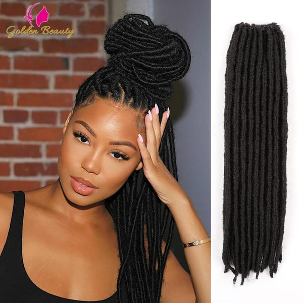 18" Synthetic Faux Locs Braiding Hair Extensions Ombre Dreadlocks Crochet Braids Straight Goddess Locs Hair Golden Beauty