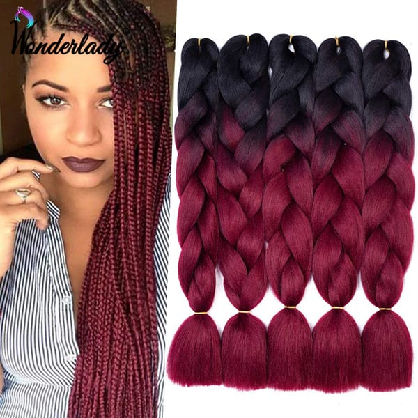 WonderLady 24" 170 Color Synthetic Braiding Hair Extensions Ombre Hair Strand Braid For African Women DIY 100g Jumbo Box Braids