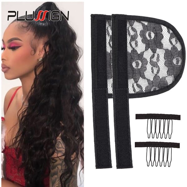 Good Quality Black Ponytail Net For Wigs 1-5Pcs/Lot Hair Net For Ponytail Making With 6Teeth Wig Combs Lace Net For Wig Making