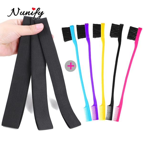 Edge Laying Scarf Elastic Headband For Wigs Lace Frontal 3Pcs Lace Melting Band With 1Pcs Double Side Edge Control Hair Comb