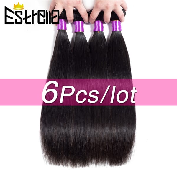 Straight 6Pcs Bundles Brazilian 100% Human Hair Straight Bundles 6Pcs/Lot Remy Natural Hair Deal 8-28" Free Tangle for Women