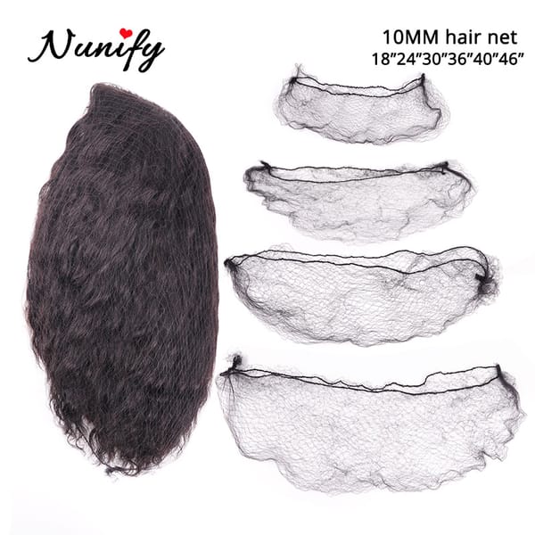 100Pcs/Lot Nylon Black Hairnet For Wigs Big Size Hair Bun Cover Net Hair Extension Weaving Cap Elastic Line Hairnets 18-46 Inch