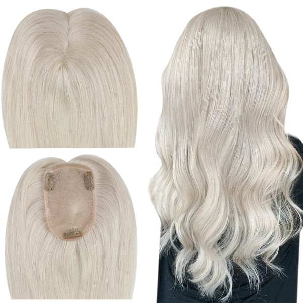 Ugeat Hair Topper Natural Human Hair  Blonde Mono Base 3*5inch Women Toupee  Invisible Free Part Hair Toppers Hair Extension