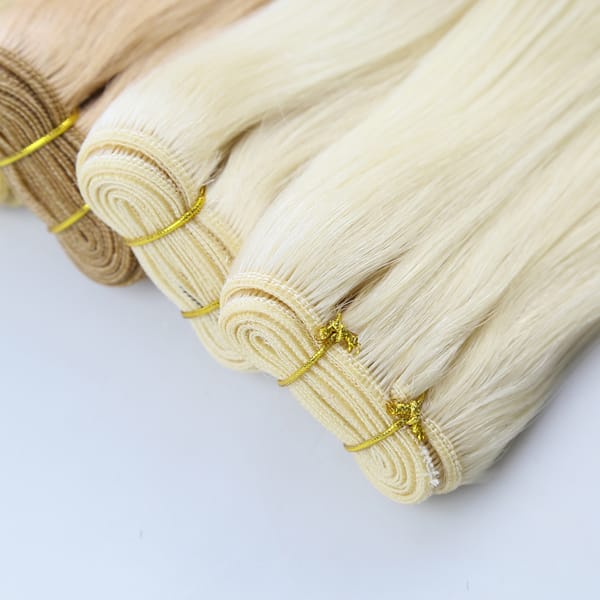 JSNME Straight Human Hair Weaves European Remy Human Hair Weft Bundles Sew In Weft Extensions  Blonde 14"-24" Natural Hair women