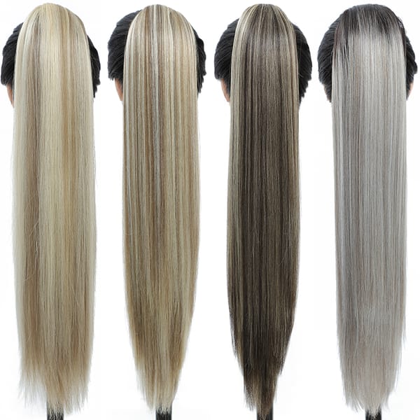 Synthetic Straight Long Natural Hair Ponytail Extension Wrap Around Clip in Hair Piece Curly Pony Tail For Woman Fake Hairpiece