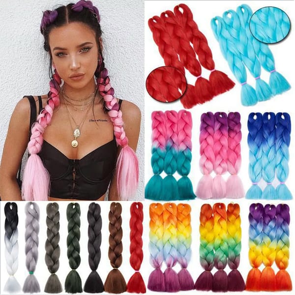 Black star Jumbo Braiding Hair Extensions 24 Inch High Temperature Resistance Synthetic Jumbo Bohemian Braids Long Crochet Hair