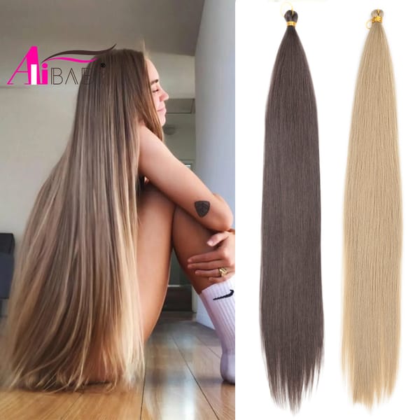 Ariel Straight Pony 28inch Synthetic Bundles Crochet Hair Yaki Braiding Hair Natural Color Ombre Pink Hair Extension