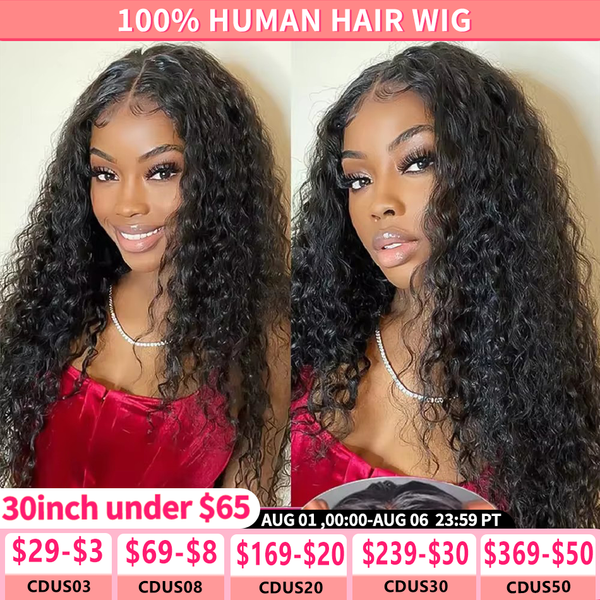 Brazilian Glueless Wigs Deep Wave 5x5 4x6 Transparent Lace Closure 36 38Inch 200% Human Hair Wig Water Curly Lace Wig Pre-Cut