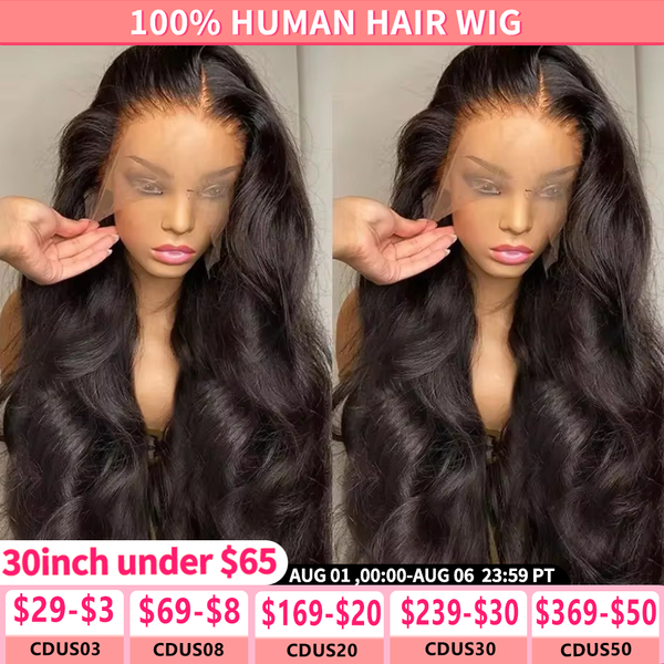 Body Wave 13x4 13x6 Brazilian Human Hair Wig Pre Plucked HD Transparent Lace Front Wig 180% 34 36 38Inch 4x4 Lace Closure Wigs