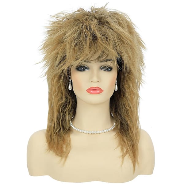 HAIRJOY  80s Tina  Diva Costume Wig for Women Big Hair Blonde  Rocker Mullet Wigs Glam Punk Rock Rockstar Cosplay Wig