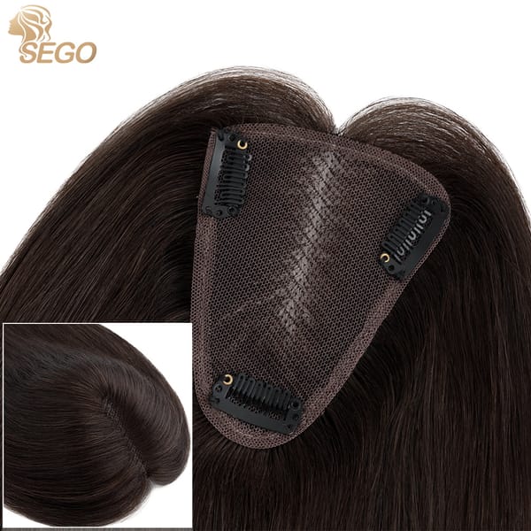 SEGO 8X10cm Natural Hairline Lace Base Hair Toppers Real Human Hair Clip In Topper for Women with Thinning Hair