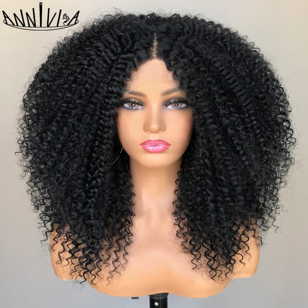 Lace Front Wig Afro Kinky Curly Wigs For Women Synthetic Hair Wig Preplucked Heat Resistant Fiber Hair Glueless Lace Frontal Wig