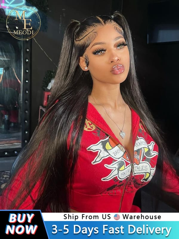 Meodi Bone Straight 13x6 Hd Transparent Human Hair Wig 13x4 Lace Front Wig 360 Pre Plucked Lace Frontal Wigs For Women 4x4 Lace