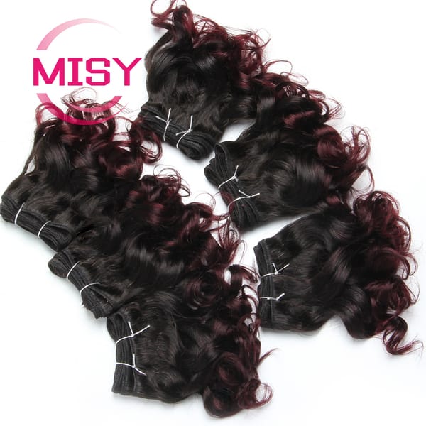 6Pcs/Lot Curly Human Hair Bundles Ombre Color Brazilian Hair Weave Bundles Short Remy Human Hair Curly Bundles For Women