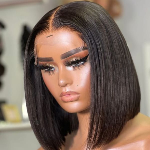 Brazilian Short Bob Lace Front Wig Straight 13*5*2 T Part Lace Front Wig 180% Density Remy Human Hair Wigs For Black Women