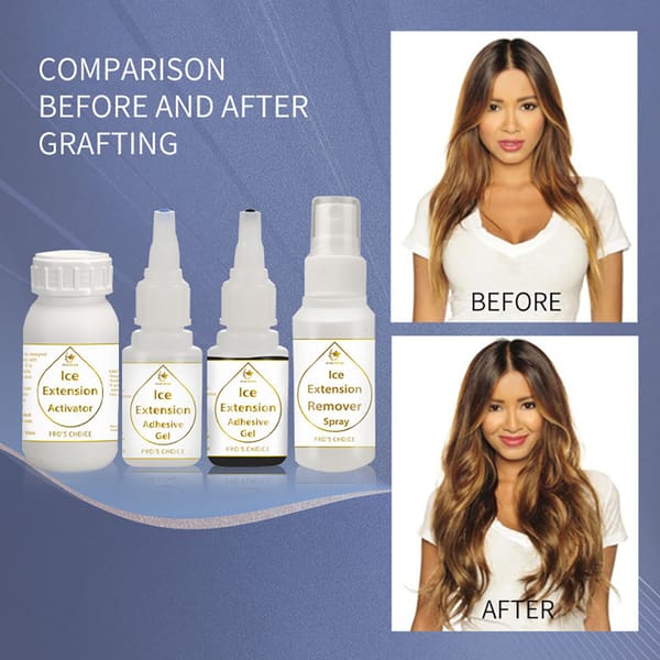 Ice cold bonding hair extension glue gel kits for fast hair extension installation 4 bottle/set hair extension glue for hair