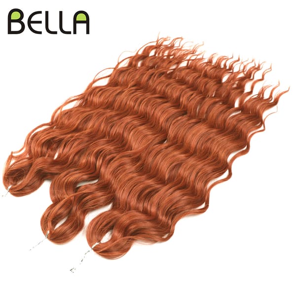 BELLA Anna 24 Inch Synthetic Hair Water Wave Braiding Hair Extensions Ombre Orange Deep Wave Curl Twist Crochet Hair for Women